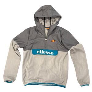 Ellesse Esine Half Zip Hooded Fleece Jacket Gray Blue Size Medium